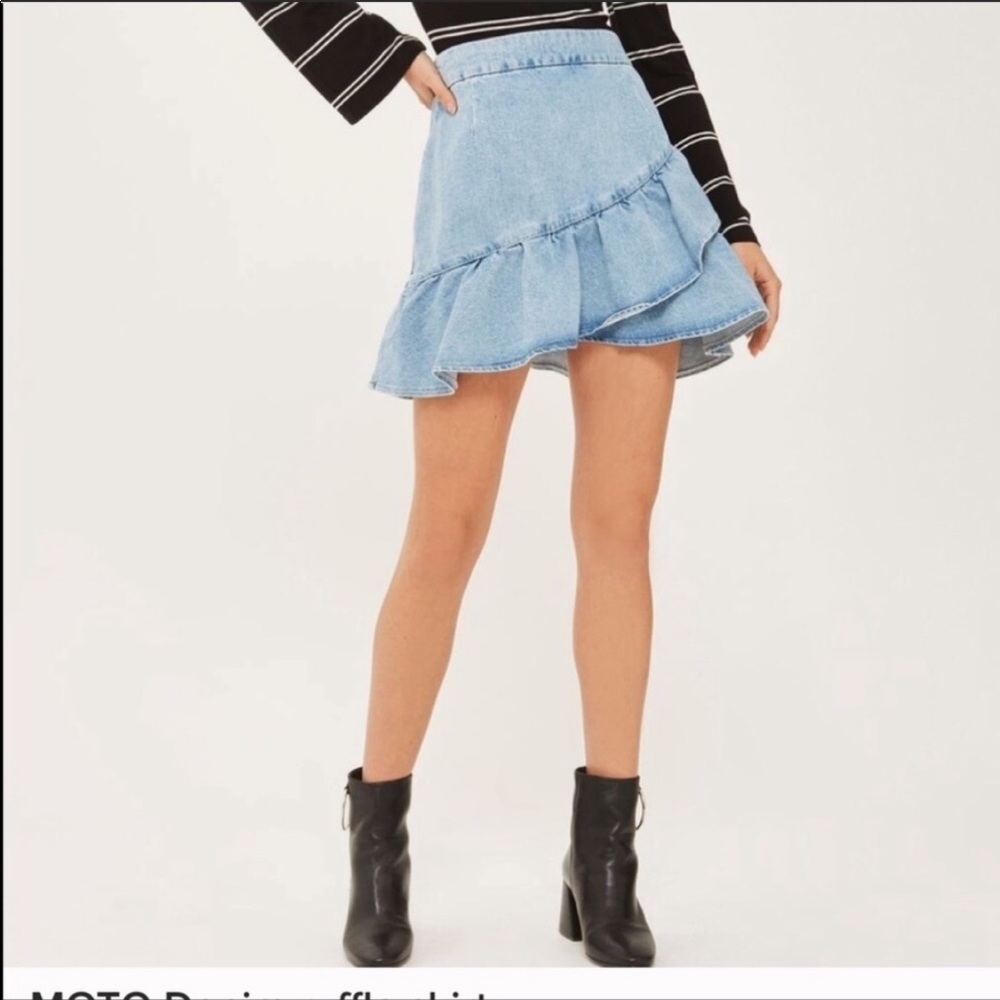 Topshop Ruffle Denim Skirt - Picture 2 of 4